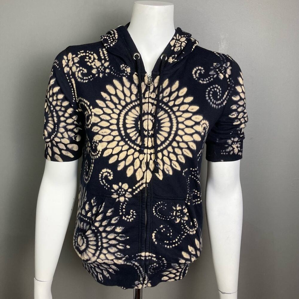 Lucky Brand sweatshirt hoodie XS tie die Y2K printed baja batik full zip vintage